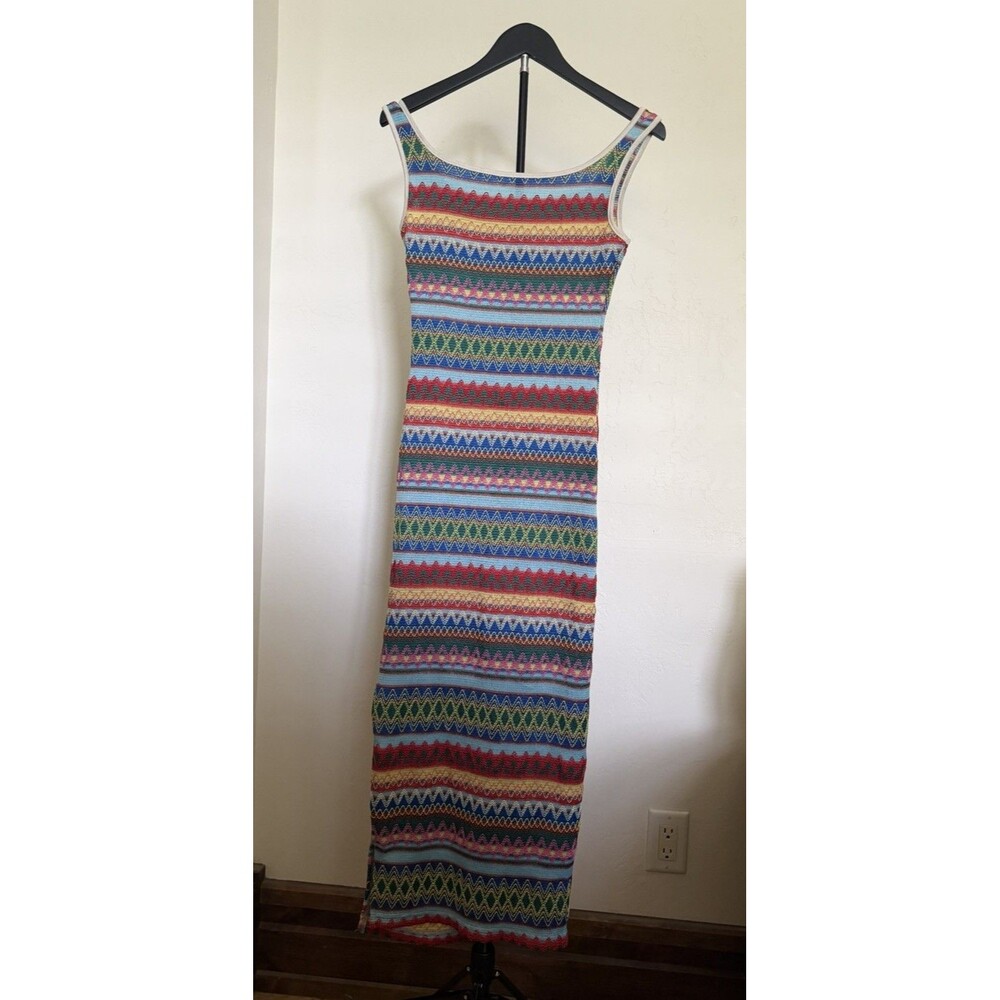 Fun Unbranded (Shein?) Maxi Body Con Dress Colorful Stretchy Knit S Or M